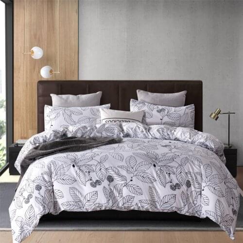 Line Leaf White Luxury Simple Elegant Comforter Bedding Set Fashion King Queen Twin Size Bed Linen Duvet Cover Sets Pillowcase