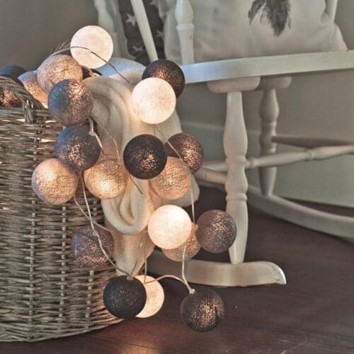 Christmas Fairy Ligths 2m 20 LED Cotton Ball Diameter 3.5cm Garland String Light Decoration for Wedding Party Home Decor Navidad