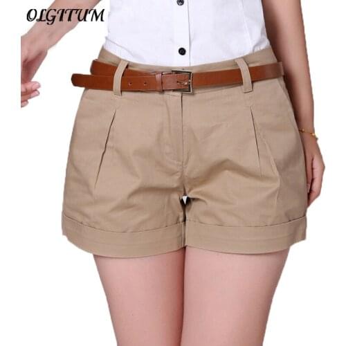 Hot Sale 2019 New Womens Korea Summer Cotton Shorts Fashion High Quality Lady Casual Short Trousers Solid Color Loose Shorts