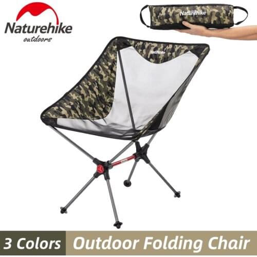 Naturehike Camping Folding Moon Chair 7075 Aluminum Tube Two Step Quick Set Portable Bracket Back Picnic Fishing Tools Chair