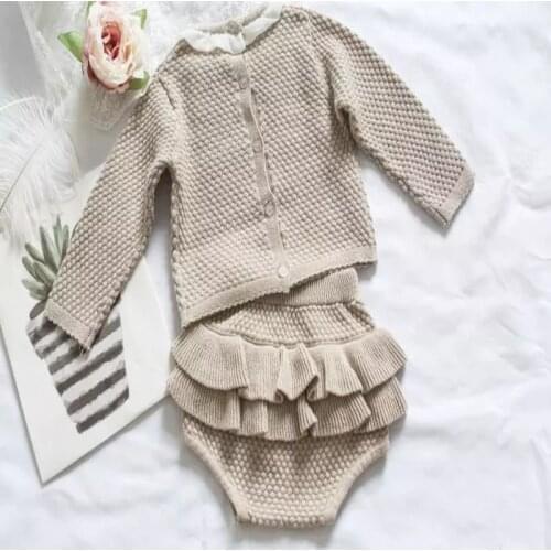 Baby Girls Suit 0-2 Year Old Clothing New 2021 Spring Autumn Knit Cotton Baby Long Sleeve Blouse+ Lotus Leaf Shorts Baby Clothes