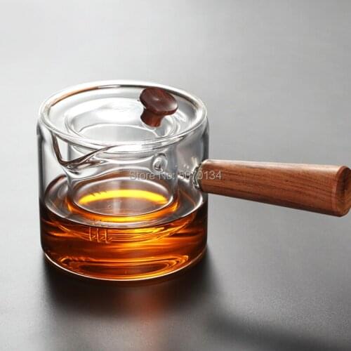 Heat-resistant Glass Teapot With Wooden Handle Coffee Mug Cool-Kettle Water Cup Chinese Kung Fu Tea-pot Drinkware 450ml