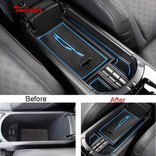 Tonlinker Cover Sticker For Toyota CHR 2018 Car Styling 1 Pcs ABS Plastic Stowing Tidying Armrest box Storage Cover case Sticker