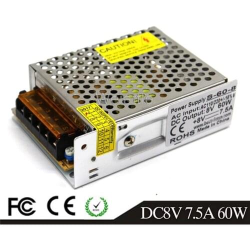 8V12V15V 40W48W60W LED Light Belt Driver Switching Power Supply 100-240VAC-DC8V Constant Voltage Transformer Monitoring CCTV CNC