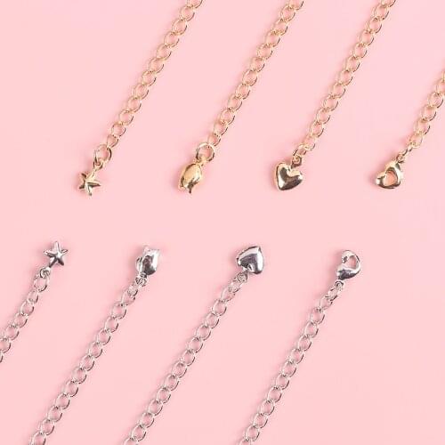18k Real Gold Plated Love Star Bracelet Tail Chain Necklace Extension Chain DIY Beaded Material Jewelry Accessories
