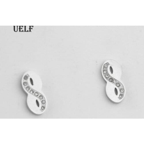 Uelf Classic Fashion Infinity Zircon Stud Earrings For Women Men Gift Oorbellen Stainless Steel Jewelry