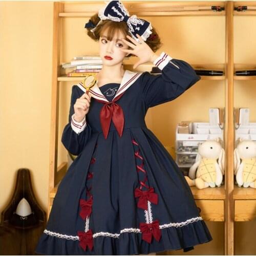 NONSAR Navy Collar Student Girl JK Uniform Puts On Sweet Dress