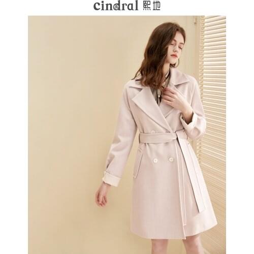 2021 Spring New Pink Windbreaker Womens Mid-length Drape Temperament Popular Waist Belted Jacket Trend