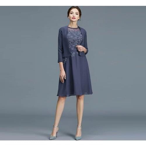 2 Pcs Woman Wedding Suit 2021 Elegant Hollow Mother Of The Bride Dresses With Jacket Evening Dress Custom Dresses Dress Suits