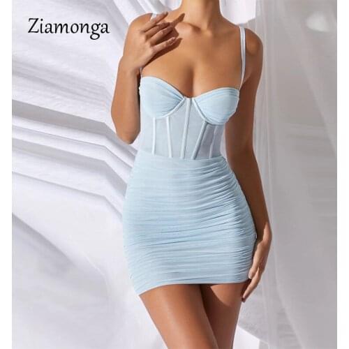 Ziamonga New Arrival Bodycon Bandage Women Dress Spaghetti Strap Strapless Celebrity Evening Party Sexy Club Dress Women Vestido