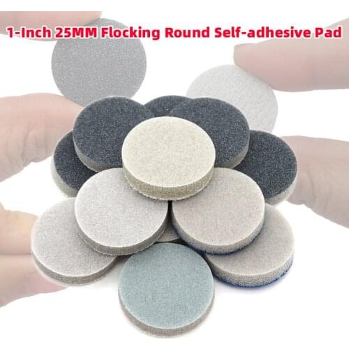 10Pcs 1-Inch Flocking Round Self-adhesive Back Velvet Sponge Disc Sandpaper Dry Water Sanding Paper Polishing Grinding Tool