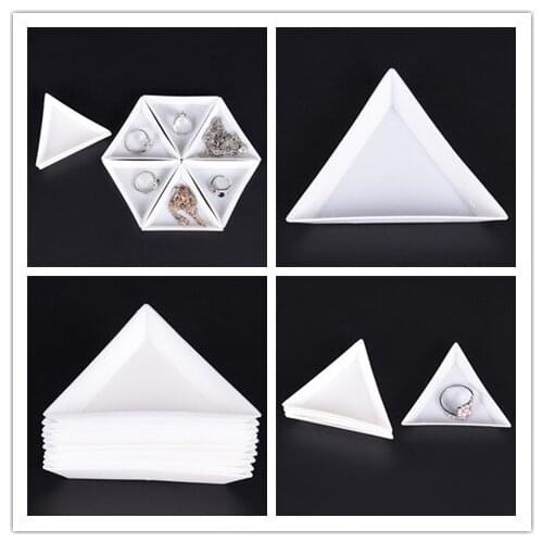 10Pcs White Containers For Beads Display PP Triangle Plate For Jewelry Beads Organizer Plastic Tray Packaging New