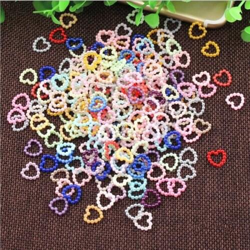 100pcs multicolor Heart FlatBack ABS Imitation Pearls Beads for Phone Wedding Embellishments DIY Jewelry Craft Material Z269