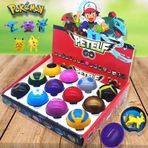 12 Pcs/Set PVC pokeball cute pokemon figures Toys for children Pikachu Japan Anime figures Pokemon Ball pokemon go figures