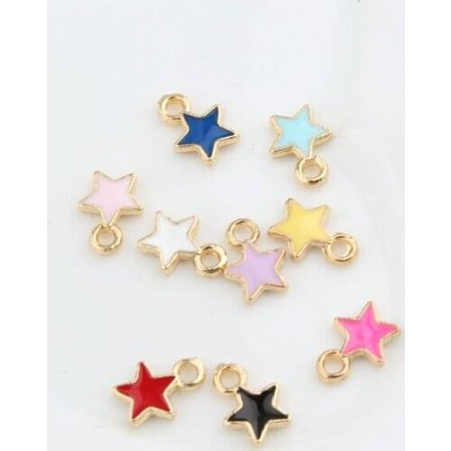 20PCS Alloy Candy Color Star Pendant Enamel Charm DIY Personalized Handmade Necklace Keychains