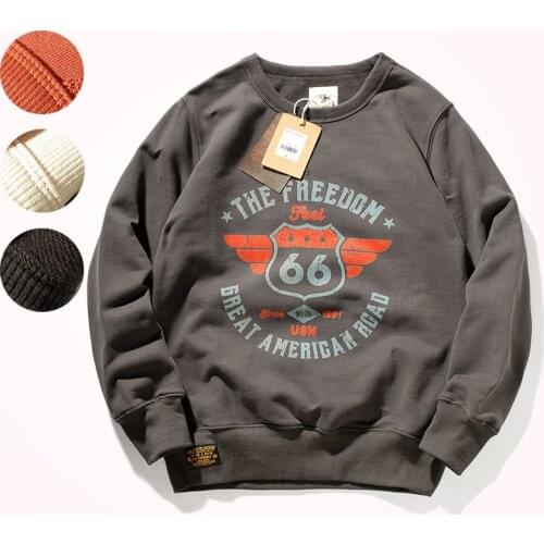 2020 Autumn Thickened Plus Velvet Hoodies Mens Pure Cotton Heavy Knitted Terry Cloth American Retro Long Sleeve O-neck Pullover