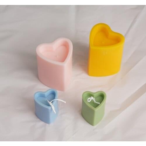 3D Conjoined Concave Top Heart Shaped Love Candle Mould Korean Style I Love Shape Mold DIY Homemade By Hand Candle Mould