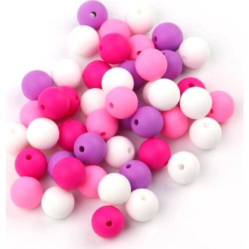 40pcs 12mm Silicone Teething Beads For Baby Chewing Necklace Baby Teether Toys Accessories Bpa Free Silicone