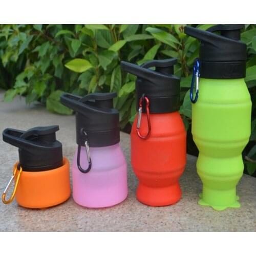 50pcs/lot 530ML Silicone Folding Water Bottle Retractable Outdoor Climbing Travel Portable Collapsible Sports Kettle