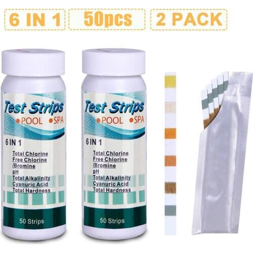 50Pcs Residual Chlorine Test Paper 6-In-1 Swimming Pool Water Tester Aquarium Fish Tank Analyzing Test Strip