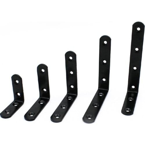 6pcs/set Thickened L-Shaped Corner Brackets 90 Degree Shelf Bracket Connector Iron Angle Code Hardware Tool Steel Corner Brace