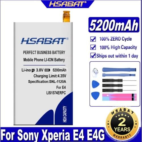HSABAT 5200mAh LIS1574ERPC Battery for Sony Xperia E4 E4G E2003 E2033 E2105 E2104 E2115 Battery
