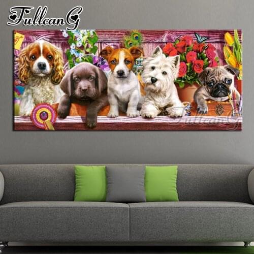 FULLCANG full square/round drill diy 5d diamond embroidery dog & cat & flower painting large size mosaic cross stitch kits FC550