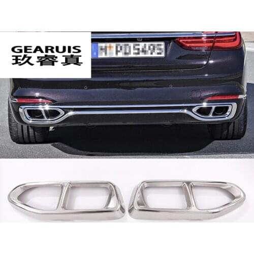 Car styling Rline Tail Throat Exhaust Pipe For BMW 7 Series G11 G12 Car exhaust pipe cover Sticker muffler tip auto accessories