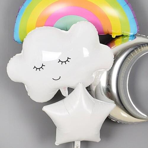 Big Rainbow Smile White Cloud Foil Balloon childrens birthday party decoration Balloon baby Shower helium globos kids GIft toy