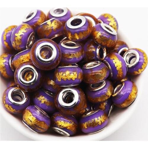 10Pcs/Lot New Color Round Big Hole Beads Murano Spacer Bead Fit European Bracelet Necklace DIY for Jewelry Making Accessories