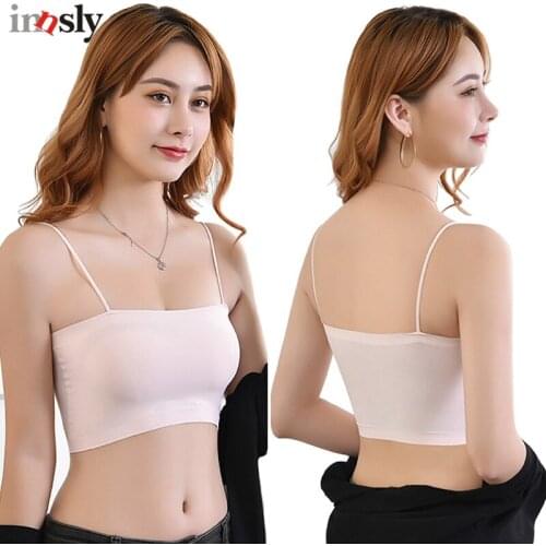 Innsly Women Seamless Tube Tops Strap Bra Sexy Removable Padded Crop Tops Full Cup Pink Lingerie Underwear Bra Tube Tank Tops