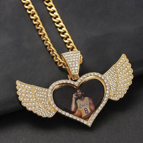Custom Made Photo With wings Medallions Personalise Necklace & Pendant 4mm Tennis Chain Cubic Zircon Mens Hip hop Jewelry