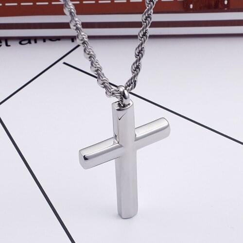 High Polished Gold/Silver Color Cross Pendant Necklace For Unisex Men Women Stainless Steel Classic Cruz