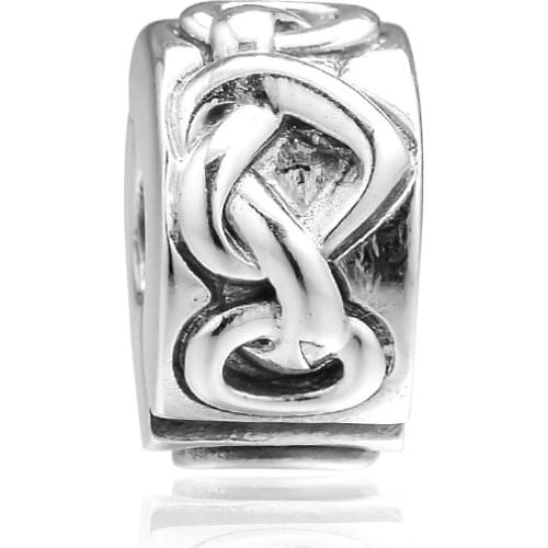 CKK Knotted Heart Clip Charms Sterling Silver Jewelry Fits Pandora Bracelet 100% 925 Charm Beads for Women Jewelry Making DIY