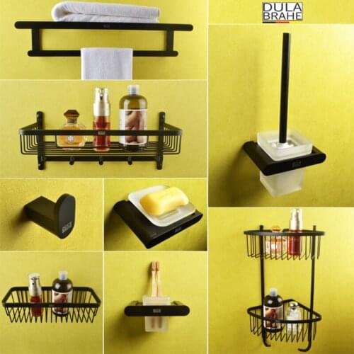 DULABRAHE Senior Black Towel Bar Bathroom Towel Rack Paper Holder Toilet Brush Toothbrush Cup Soap Dish Hardware Accessories