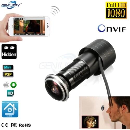 Door Eye Hole Home Security 1080P HD H.265 1.78mm Lens Wide Angle FishEye CCTV Network Mini Peephole Door IP Camera P2P Onvif