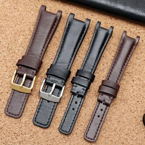 Curved Notch End Genuine Leather Watchband 22x14mm 20x12mm 16x10mm Watchbands For YA1332 1333 1335 Watch Band Strap