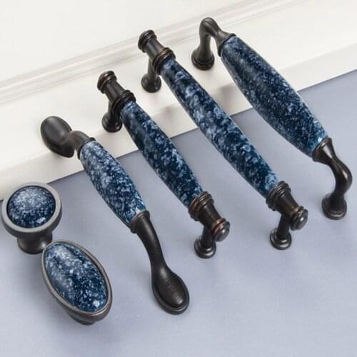 Ceramic Cabinet Pulls American Wardrobe Handle Door European Style Handle Kitchen Cabinet Drawer Furniture Handle