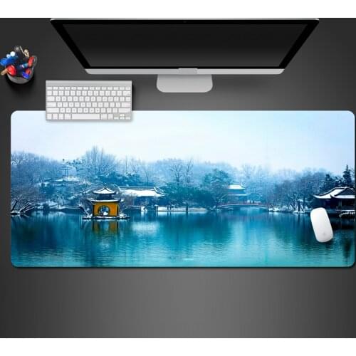 Beautiful Snow Ancient Buildings Wind Mouse Pad Good Quality Feel Good Natural Rubber Pad Modern Human Landscape Computer Pads