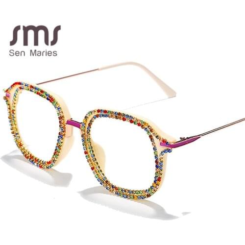 Fashion Rhinestone Sunglasses Frames Women Men Luxury Diamond Eyeglasses Protection Can With Myopia Glasses Shade UV400 Glasses