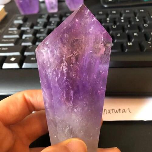 80-250g Natural Fantasy Amethyst Standing Tower Energy Wand Home Reiki Healing Stone