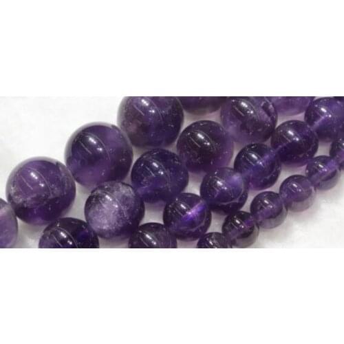 Natura Stone Uruguay Amethyst Stone Round Gemstone Beads For Jewelry Making DIY Bracelet Necklace 4/6/8/10/12 mm