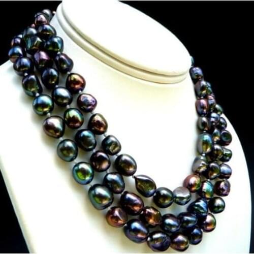 New Classic Favorite Pearl Necklace Black Genuine Freshwater Pearl Baroque Fine Jewelry Handmade Long Necklace Women Gift