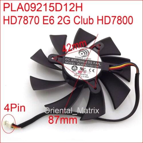 PLA09215D12H 12V 0.55A 87mm For HD7870 E6 2G Club HD7800 Cooling Fan 4Pin 4Wire