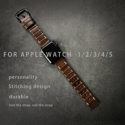 For Apple Watch 5 4 42mm 44mm Newest leather hand stitching strap For Apple series 1 2 3 38mm 40mm bracelet watchbands