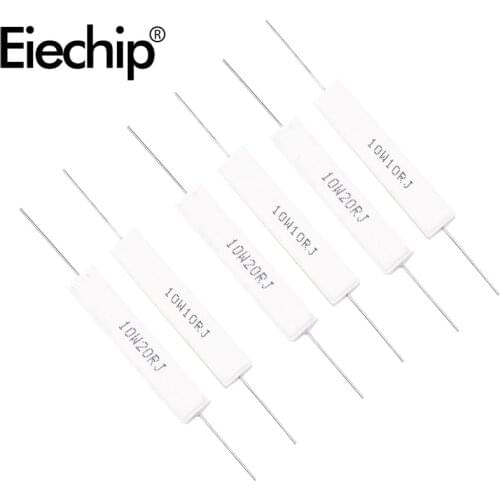 10pcs 10W 5% Cement Resistor Wirewound resistors 1R~10K 1R 1.5R 2R 3R 10R 20R 33R 1K 1.5K 2K 3K 5.6K 8.2K 10K ohms Resistance