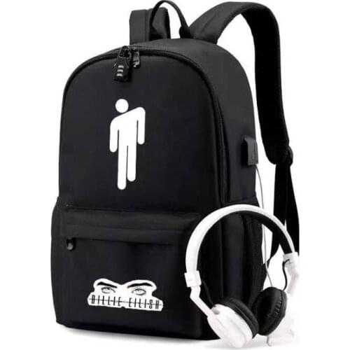 BILLIE EILISH Backpack USB Charging Daypack Hip Hop Style Outdoor Travel Shoulders Bag Laptop Sport Backpack New