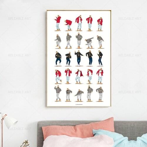 Modern Pop Art Drake Poster Hotline Bling Canvas Painting Wall Art Cartoon Dance Music Posters and Prints for Living Room Decor