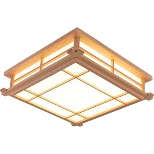 Modern led ceiling light square wood lamp bedroom living room lighting fixture tatami room and Japanese style restaurant lamps