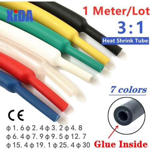 1M Clear4.8/6.4/7.9/9.5/12.7/15mm Dual Wall Heat Shrink Tube thick Glue 3:1 ratio Shrinkable Tubing Adhesive Lined Wrap Wire kit